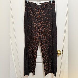 H&M Brown Leopard Print Wide Leg Jumpsuit